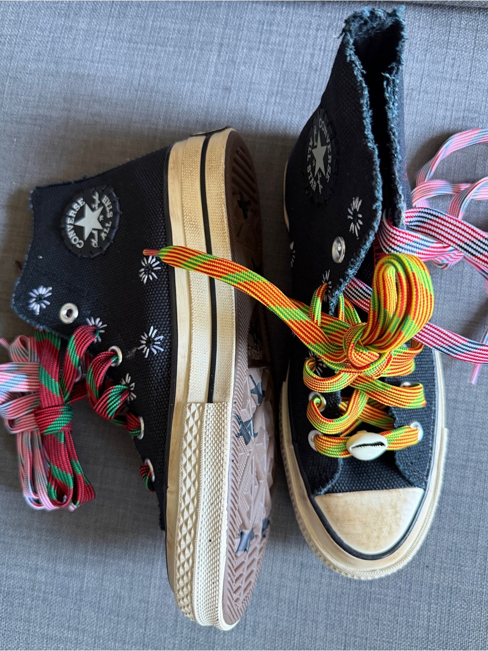 Converse x Barriers Collab High-Top Canvas Sneakers w/ Multi-Color Laces SZ 5.5